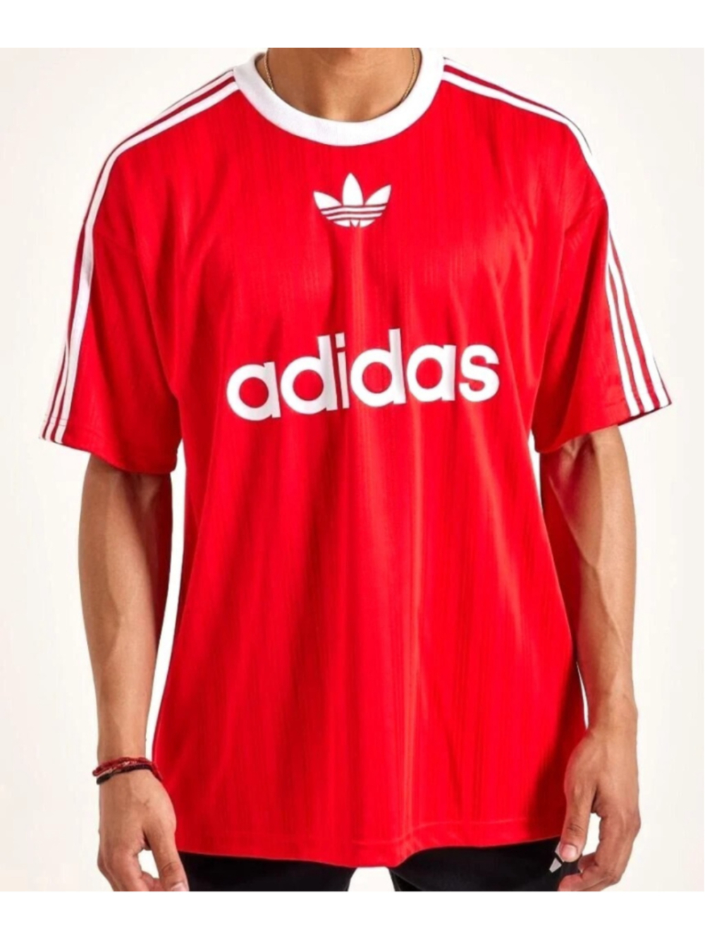 NEW MEN'S ADIDAS ORIGINALS TREFOIL POLY TEE SHIRT SIZE LARGE IM9458 RED